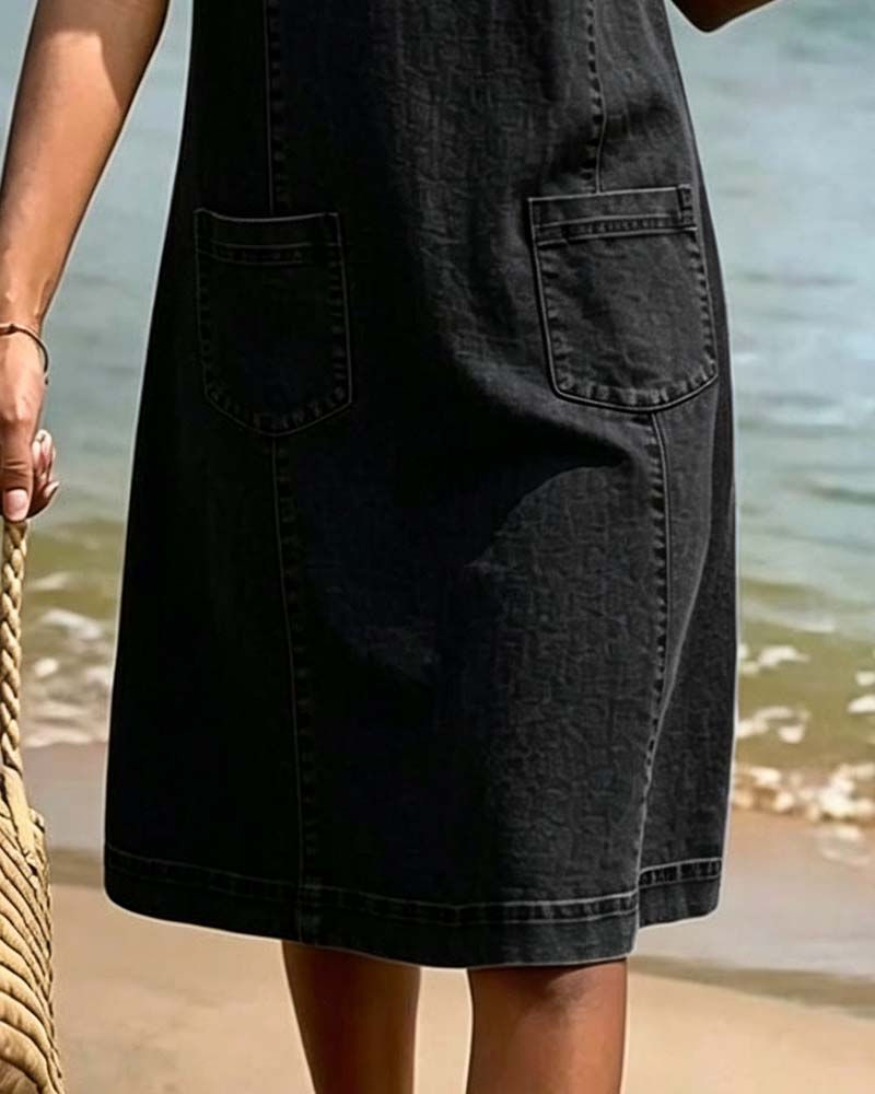 Julia | Soft Denim Dress with Front Pockets
