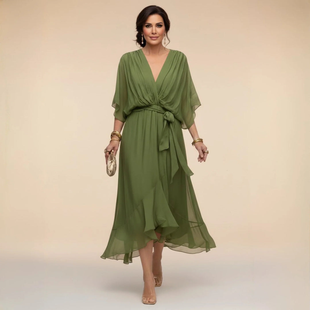 Sarah | Sandra Chiffon V-Neck Dress