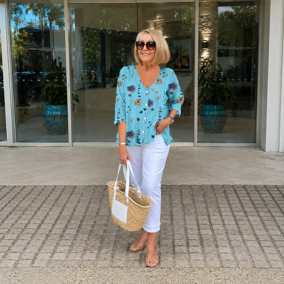 ALISA | ELEGANT FLORAL TUMMY-COVERAGE BLOUSE