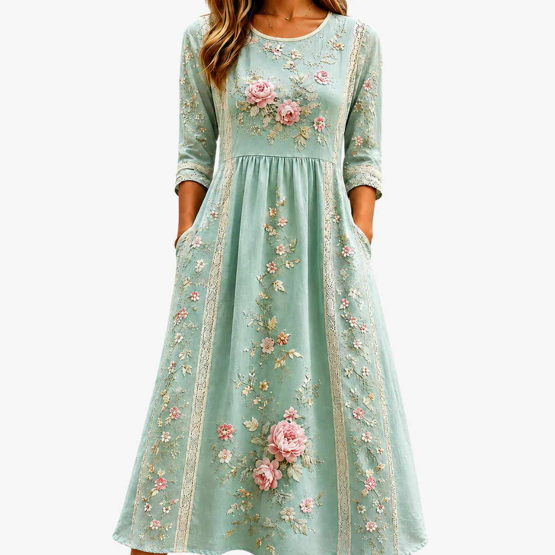 Blush Rose Garden Grace Midi Dress