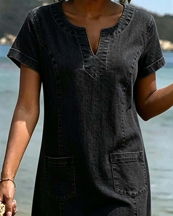 Julia | Soft Denim Dress with Front Pockets