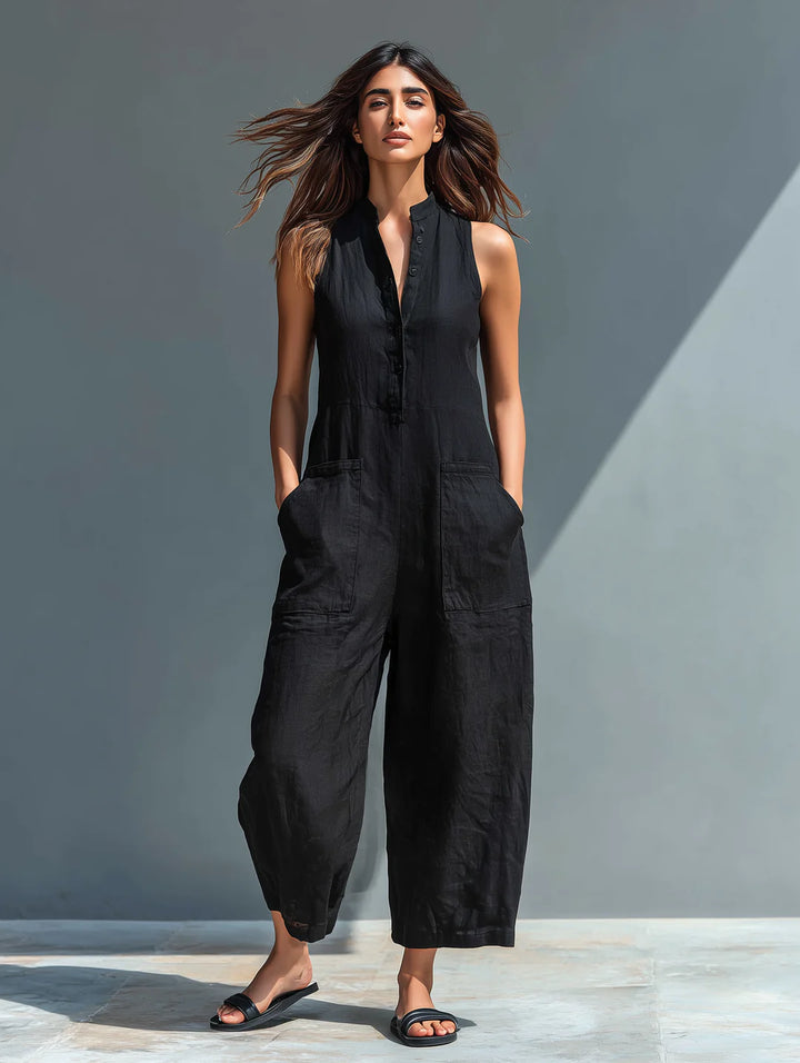 SILVIA | Sleeveless Linen Blend Jumpsuit