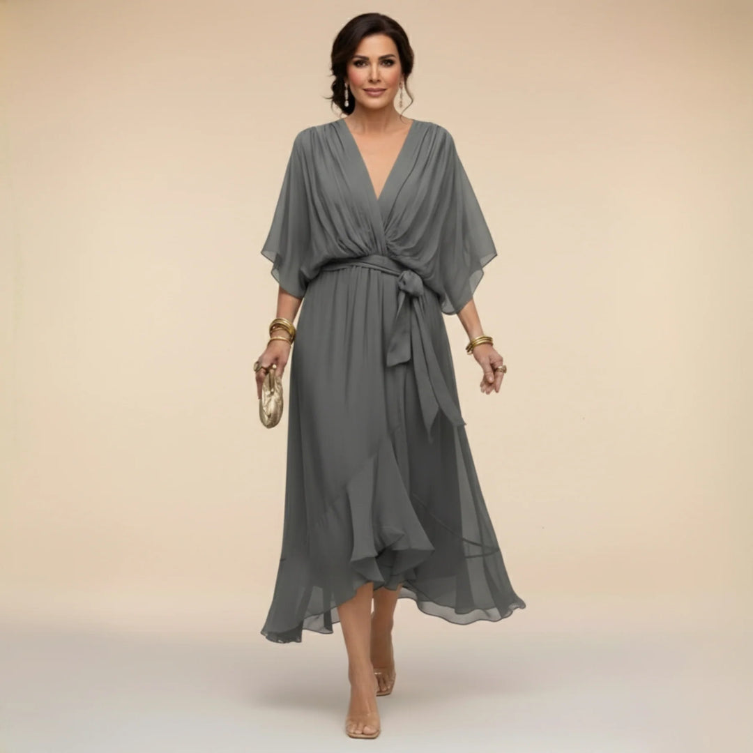 Sarah | Sandra Chiffon V-Neck Dress