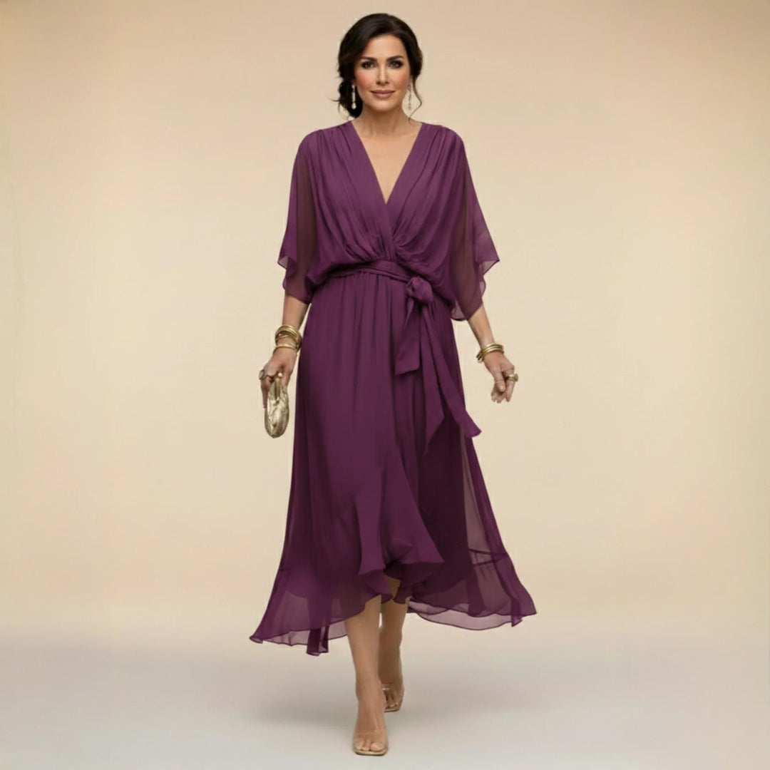 Sarah | Sandra Chiffon V-Neck Dress