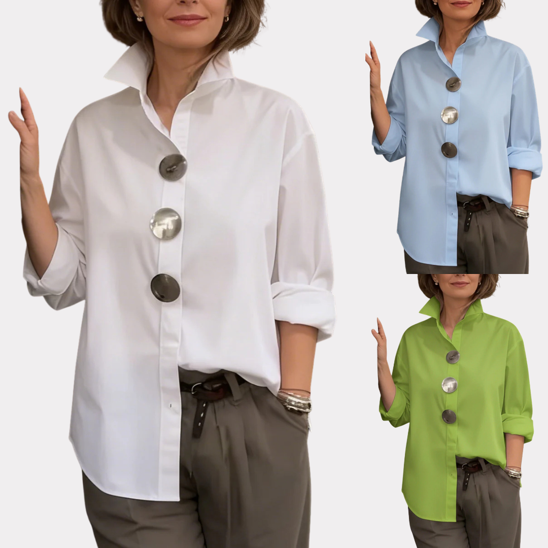 Rosaline | Statement Button Stand Collar Blouse