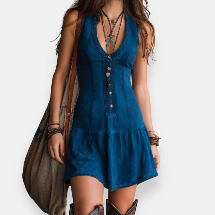 Brunetta | Bohemian Button Front Mini Dress