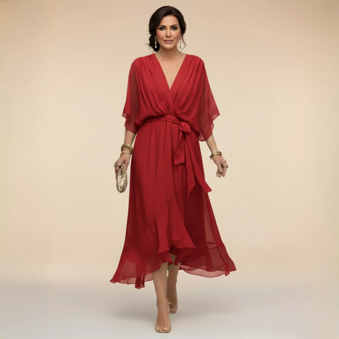 Sarah | Sandra Chiffon V-Neck Dress
