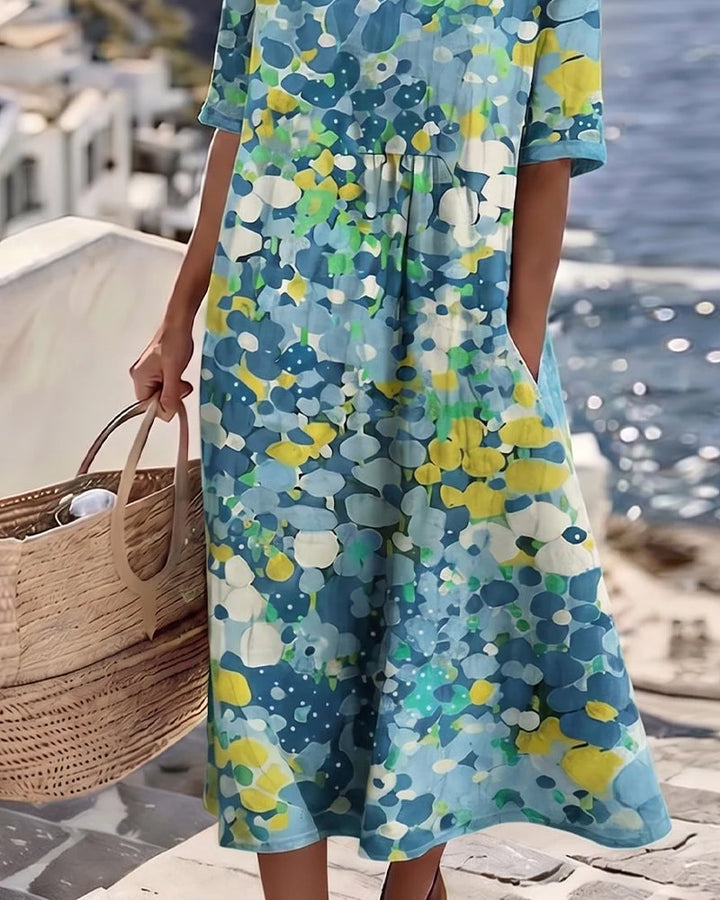 ELENA™ - ELEGANT FLORAL SUMMER MIDI DRESS