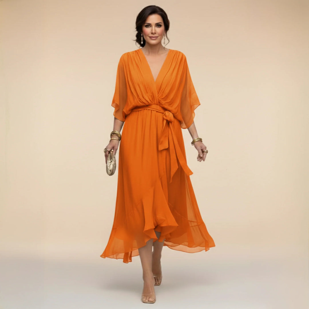Sarah | Sandra Chiffon V-Neck Dress