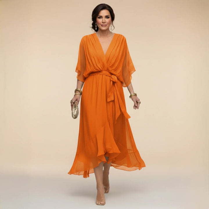 Sarah | Sandra Chiffon V-Neck Dress