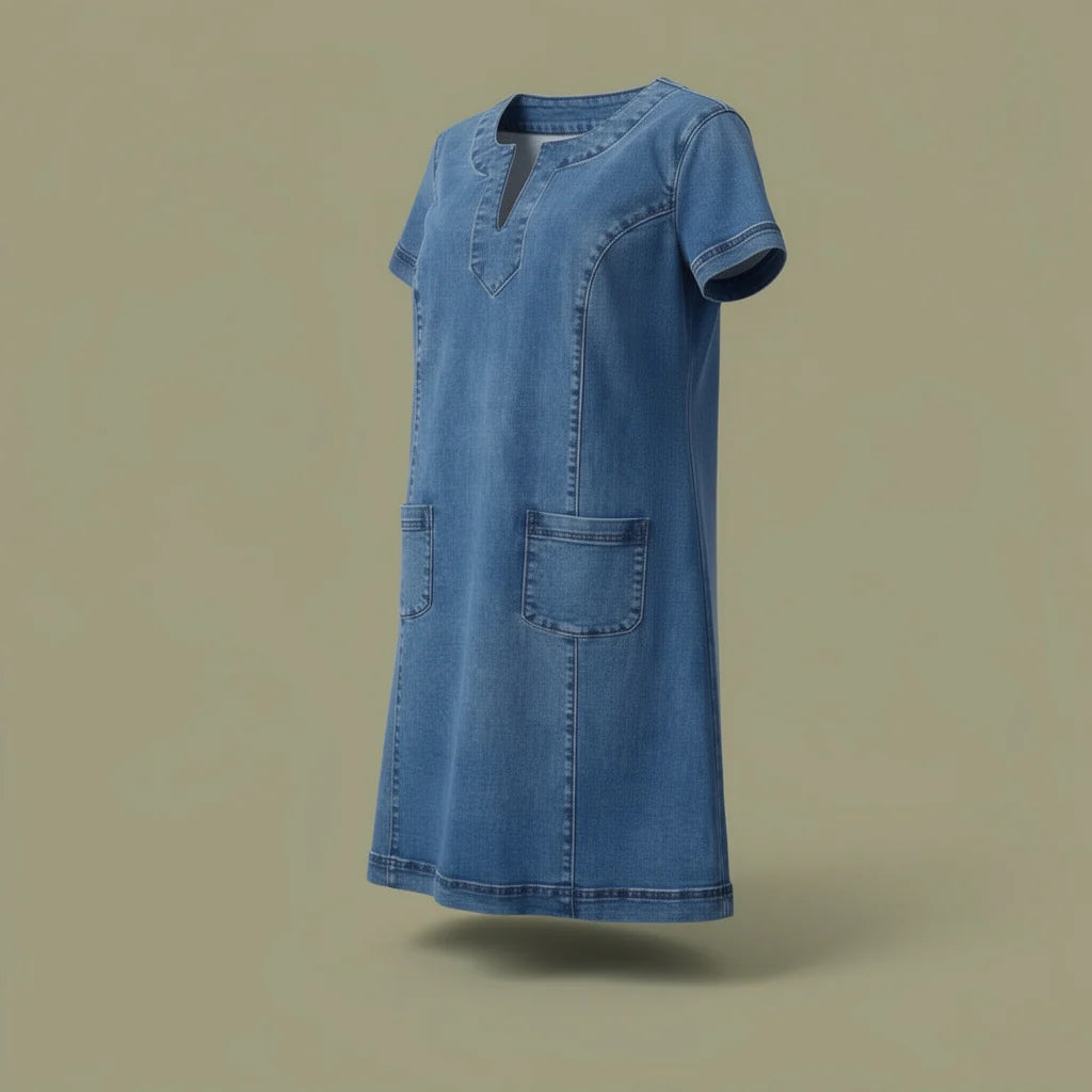 Julia | Soft Denim Dress with Front Pockets