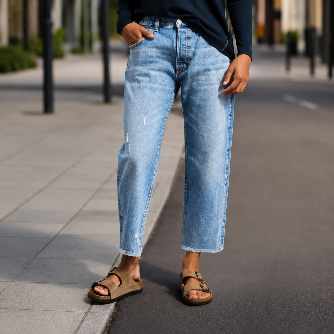 Aberjean™ | Retro Cropped Straight Jeans