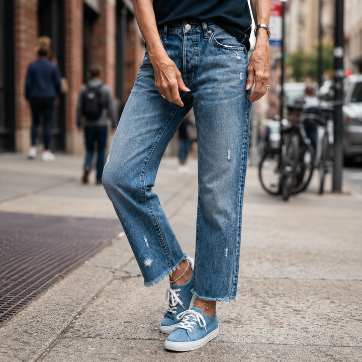 Aberjean™ | Retro Cropped Straight Jeans
