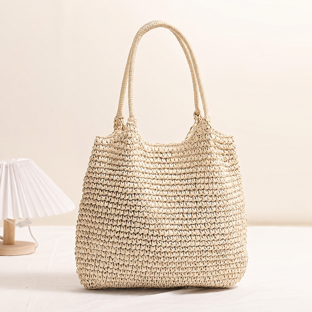 Marisol | Woven Straw Shoulder Bag - Hazelnut