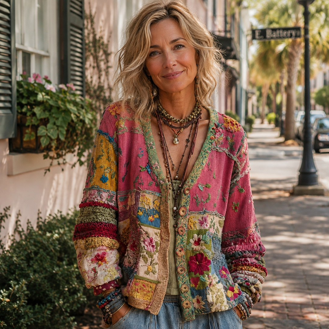 Nadja – Bohemian Patchwork Knit Cardigan