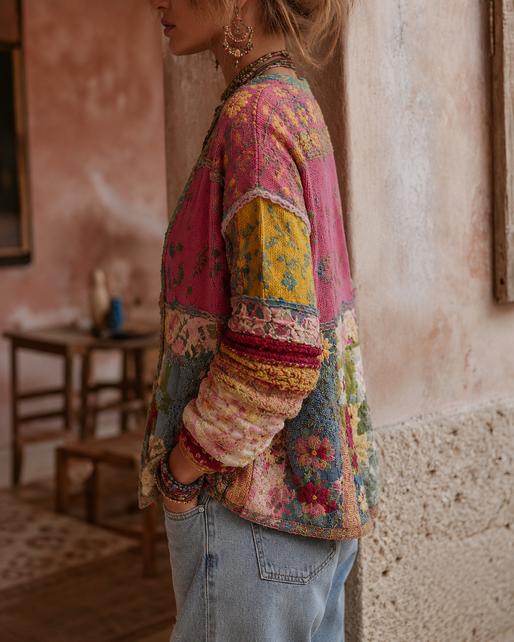 Rosie™ | Artful Patchwork Floral Cardigan