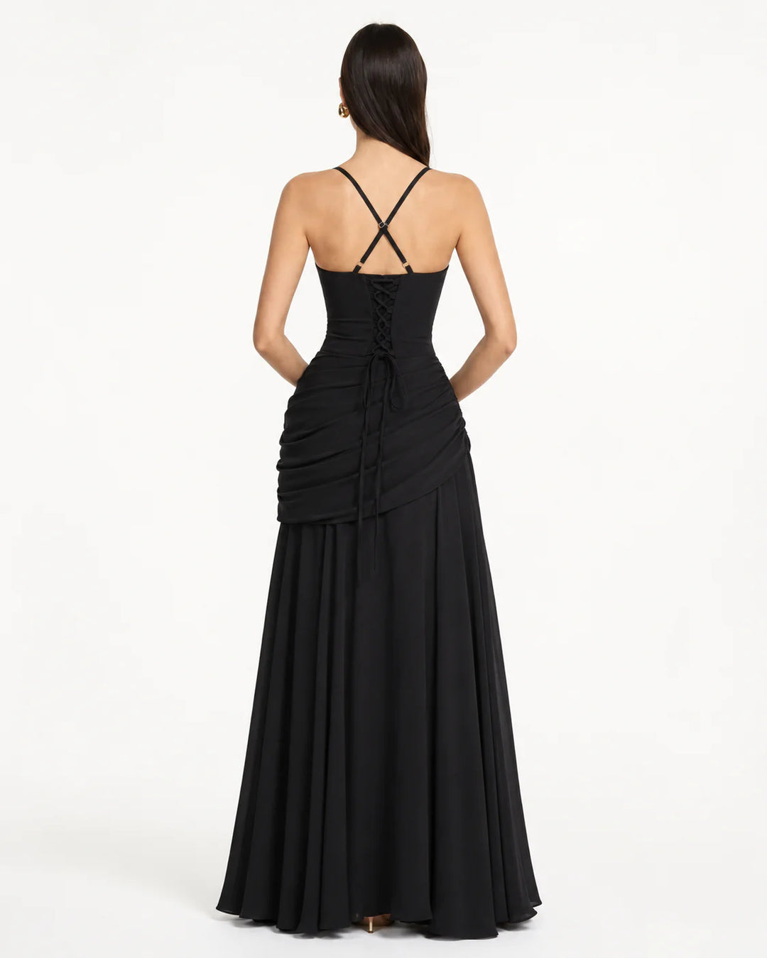 ENIE | Maxi Dress with Ruched Square Neckline