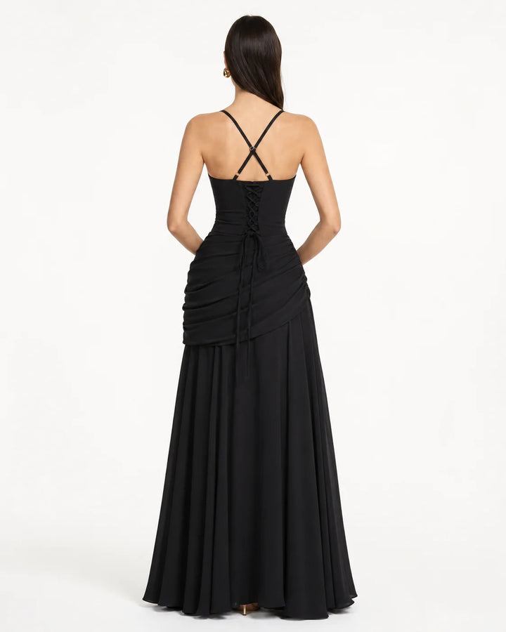 ENIE | Maxi Dress with Ruched Square Neckline