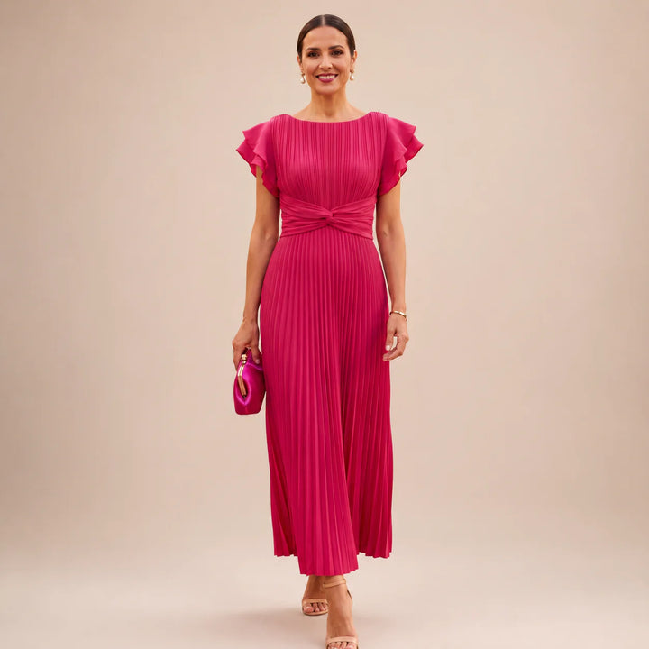 SERAPHINA | Elegant Pleated Maxi Dress with Twist Waist