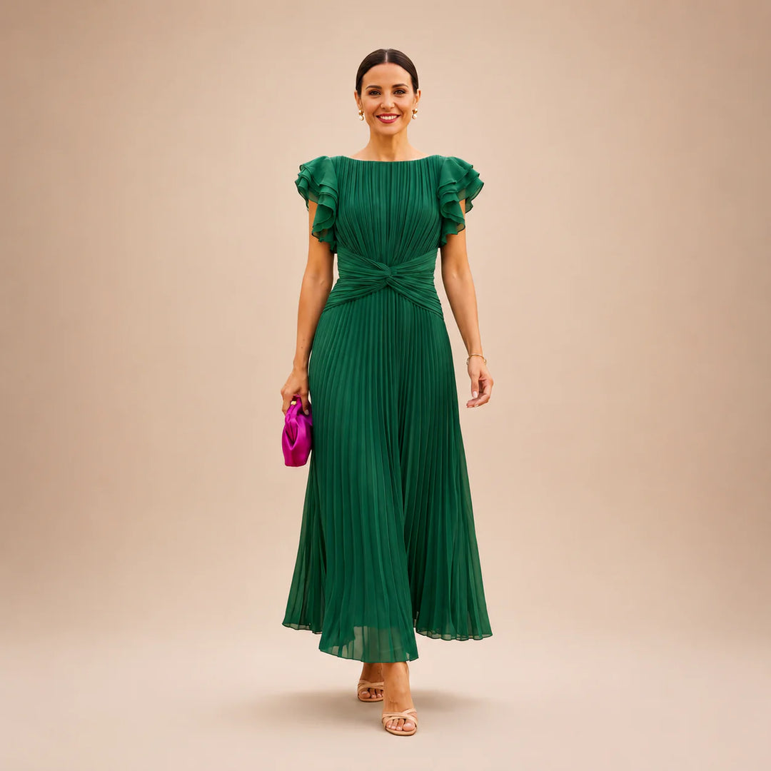 SERAPHINA | Elegant Pleated Maxi Dress with Twist Waist