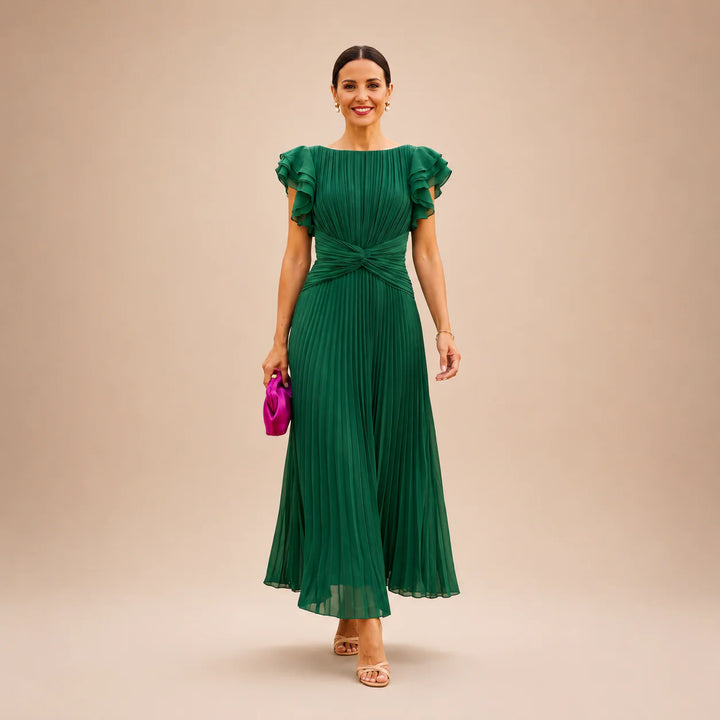 SERAPHINA | Elegant Pleated Maxi Dress with Twist Waist