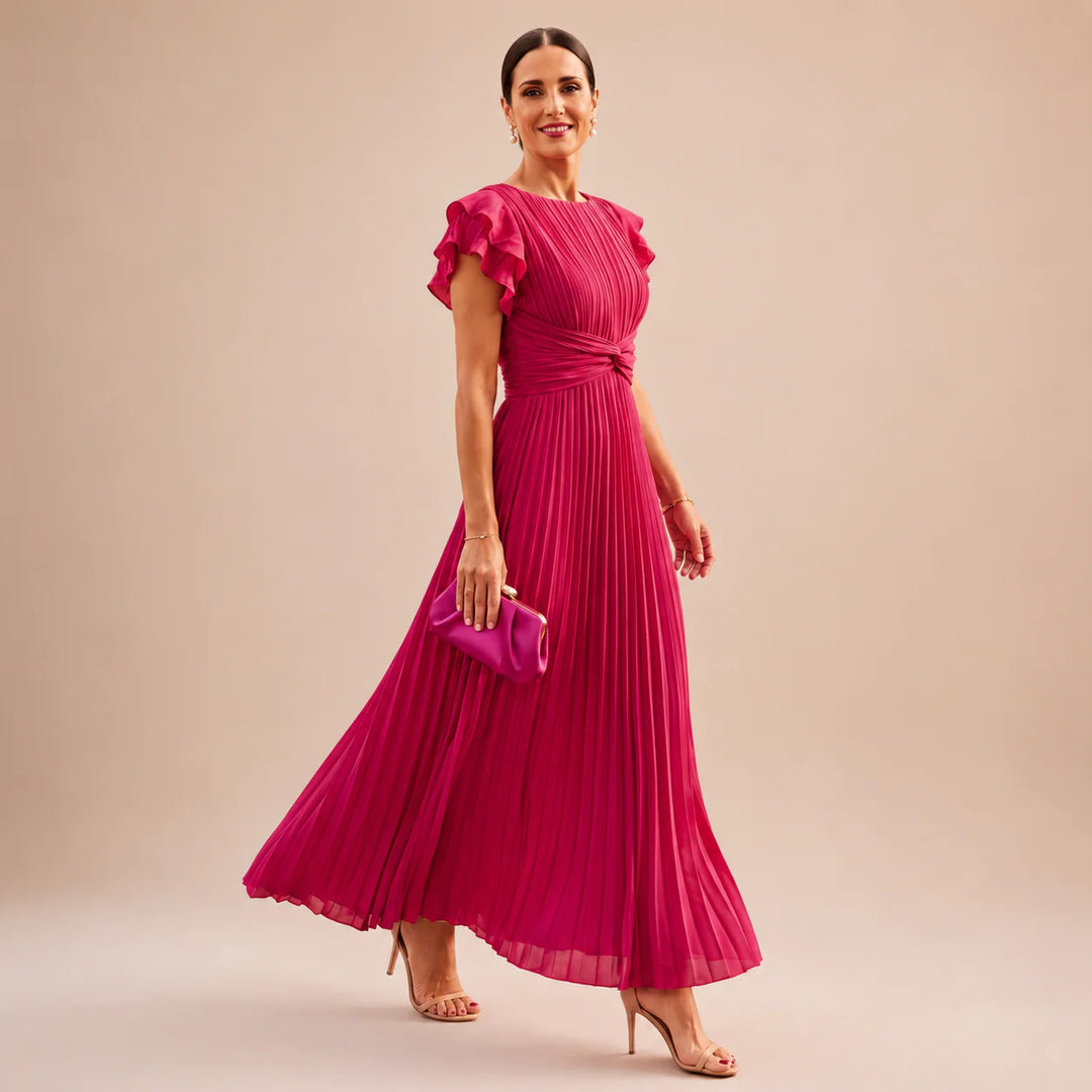 SERAPHINA | Elegant Pleated Maxi Dress with Twist Waist