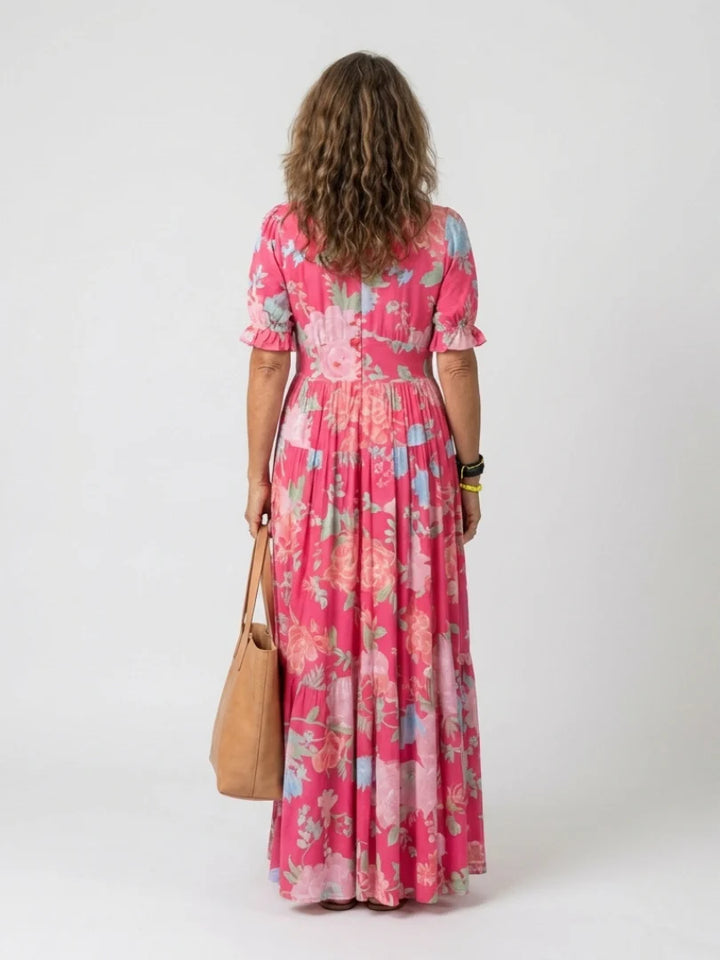 Ione | Sleeveless V-Neck Floral Midi Dress