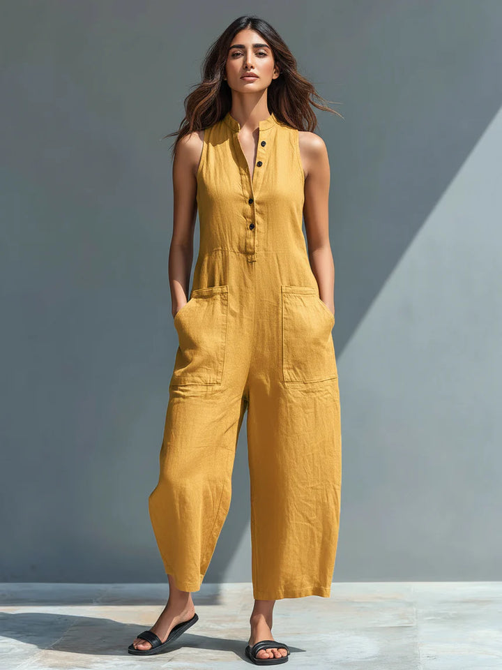 SILVIA | Sleeveless Linen Blend Jumpsuit