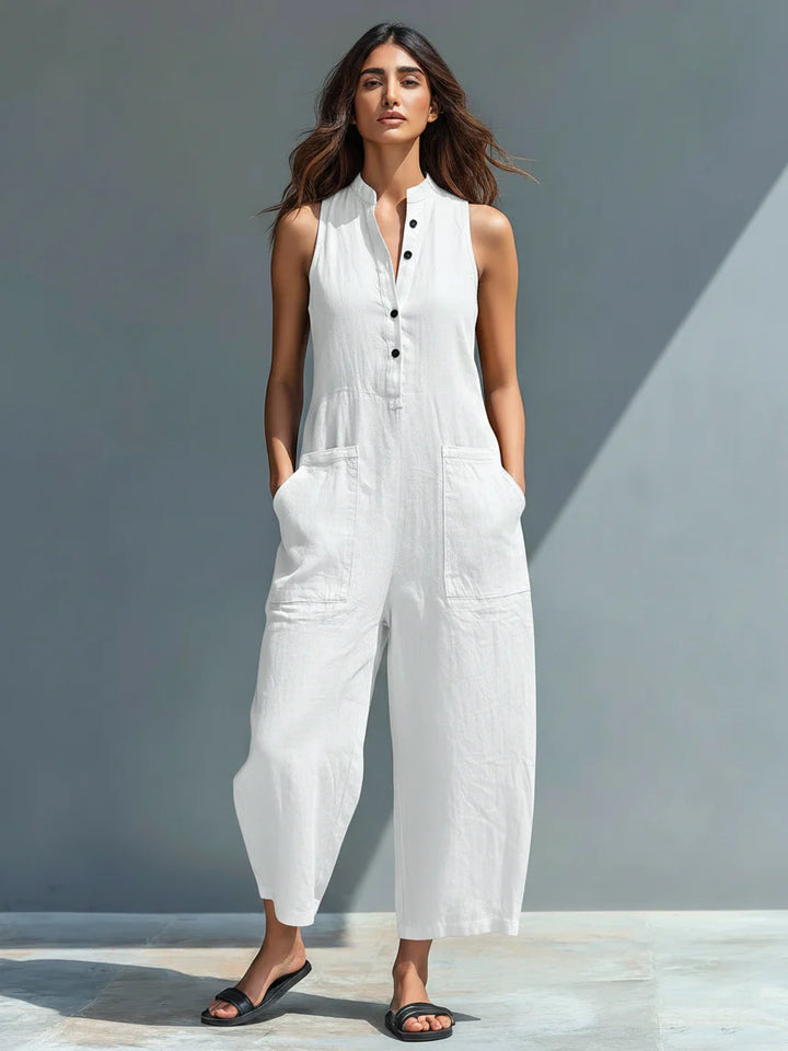 SILVIA | Sleeveless Linen Blend Jumpsuit