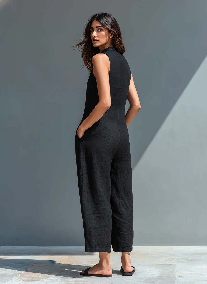 SILVIA | Sleeveless Linen Blend Jumpsuit