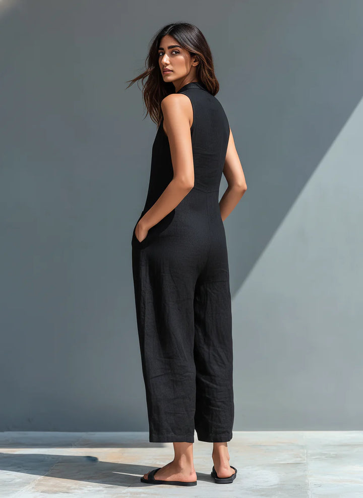 SILVIA | Sleeveless Linen Blend Jumpsuit