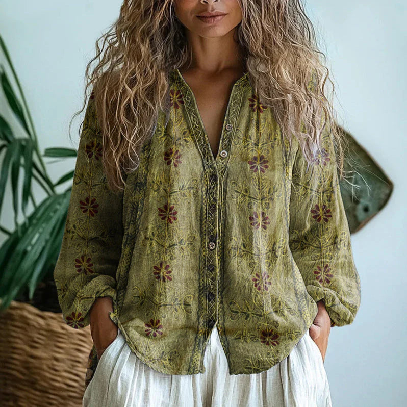 Alexandra™ | Retro Printed Blouse