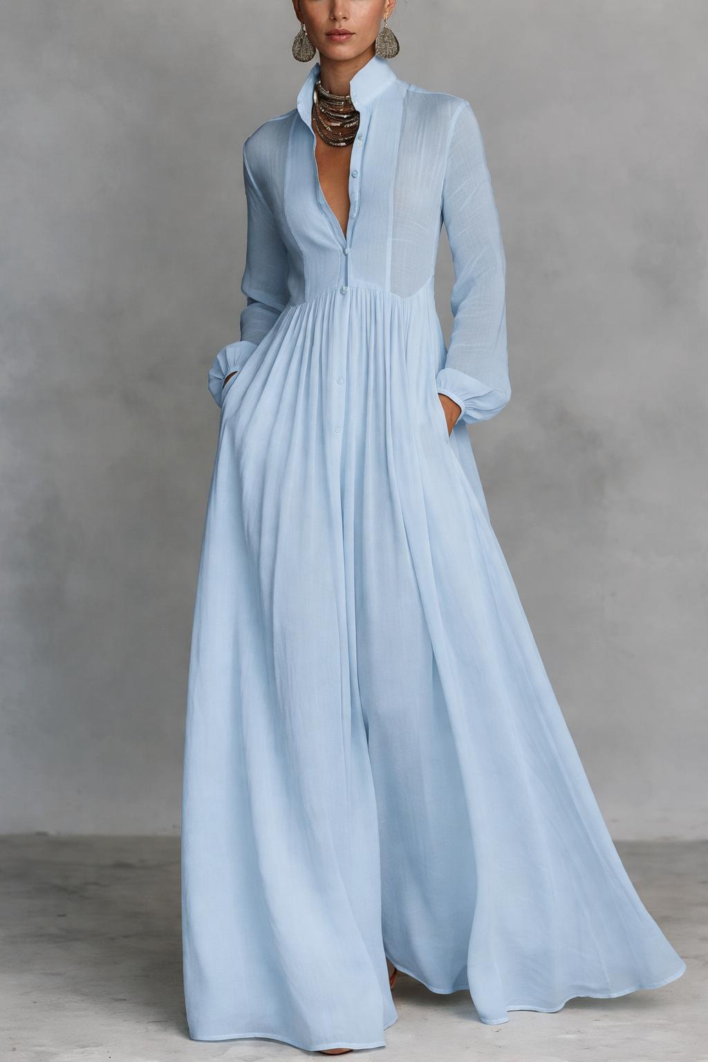 Serena™ | Flowing Button-Front Maxi Dress