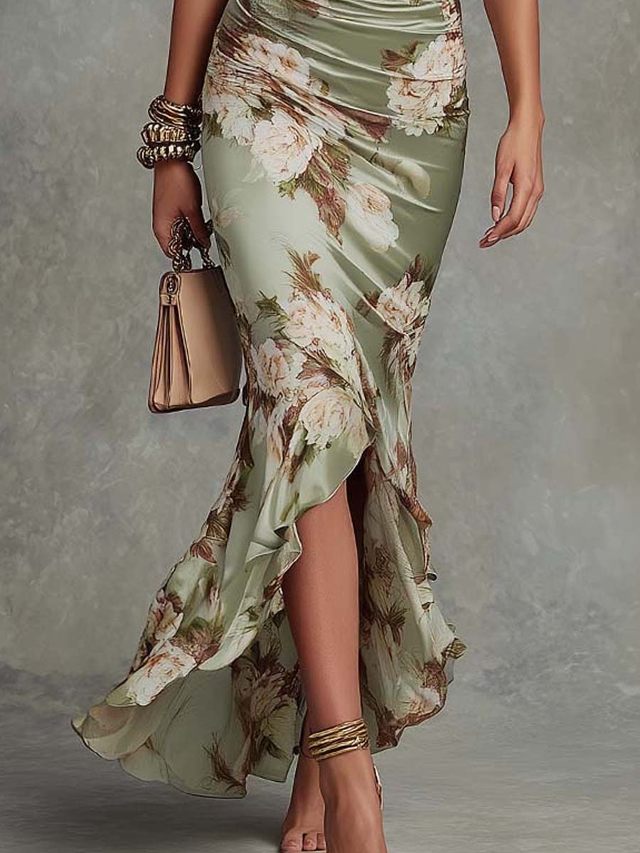 Anastasia | Floral Print Satin Maxi Dress
