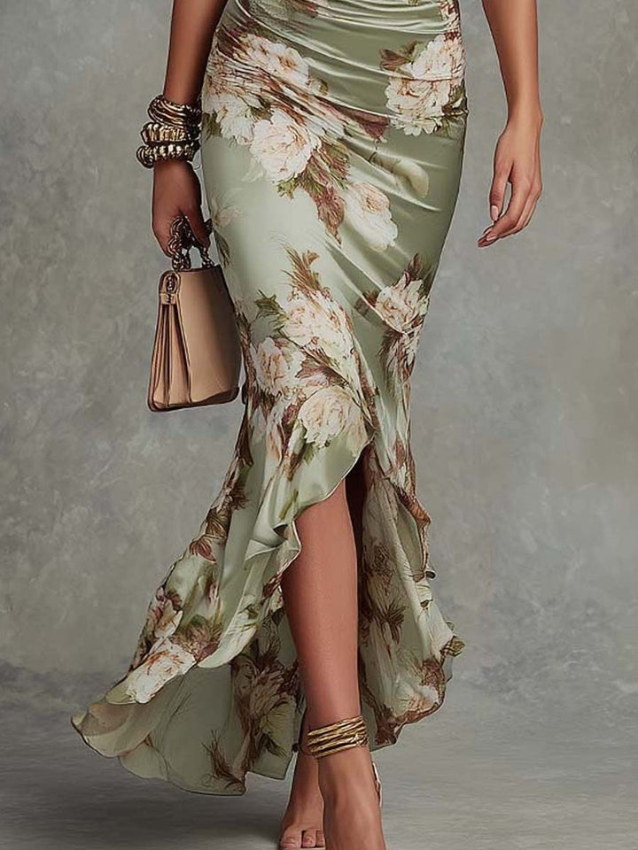 Anastasia | Floral Print Satin Maxi Dress