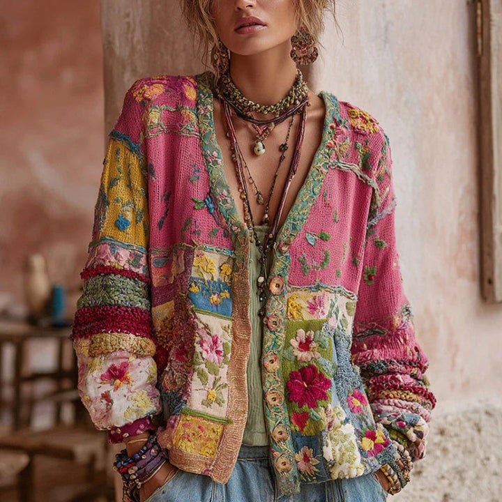 Rosie™ | Artful Patchwork Floral Cardigan