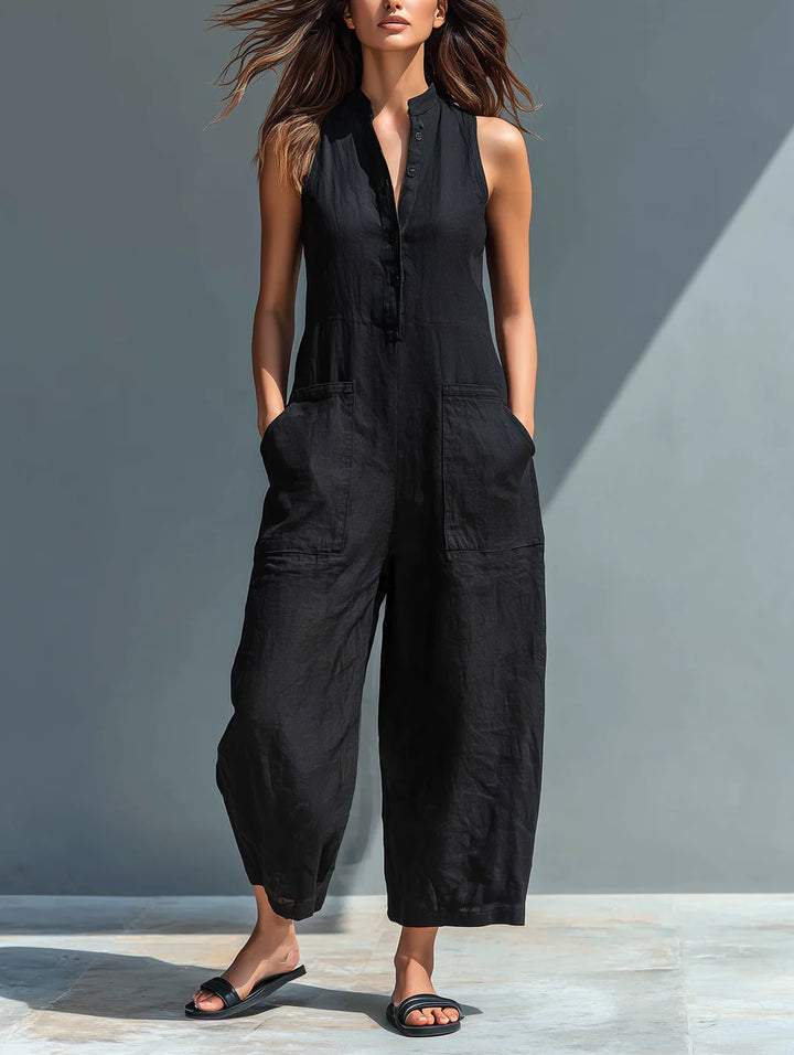 SILVIA | Sleeveless Linen Blend Jumpsuit