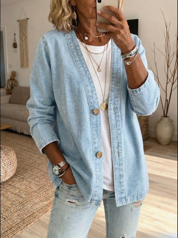 Solenne | Lightweight Denim Jacket with Relaxed Elegance