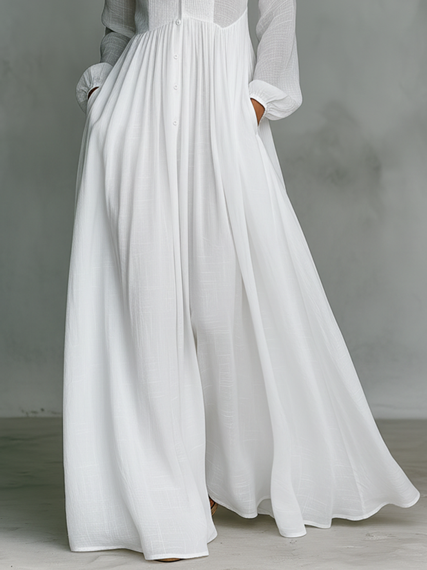 Serena™ | Flowing Button-Front Maxi Dress