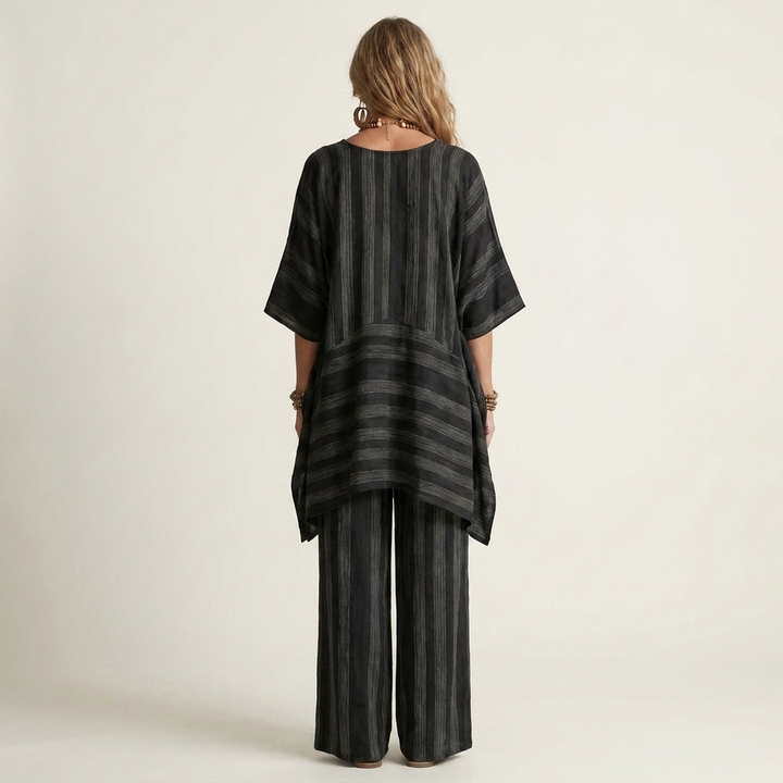 Kiara | Two-Piece Striped Cotton-Linen Set
