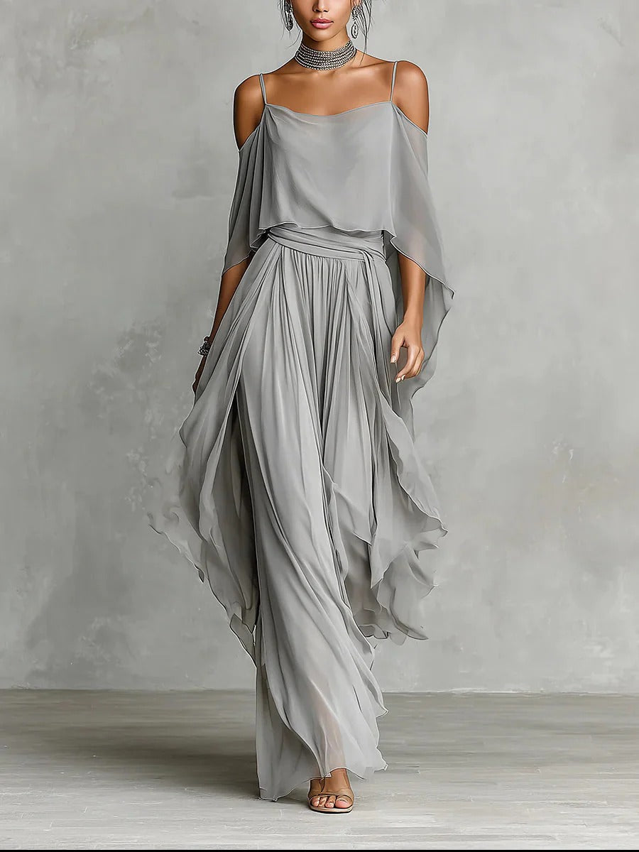 Izabela | Gray set with a spaghetti strap top