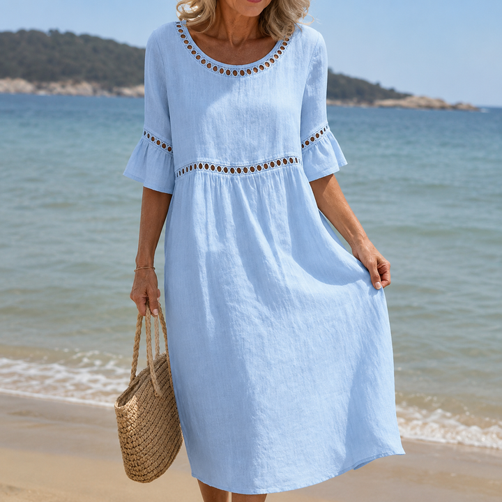 Hélène | Flat Tummy Effect Linen Maxi Dress