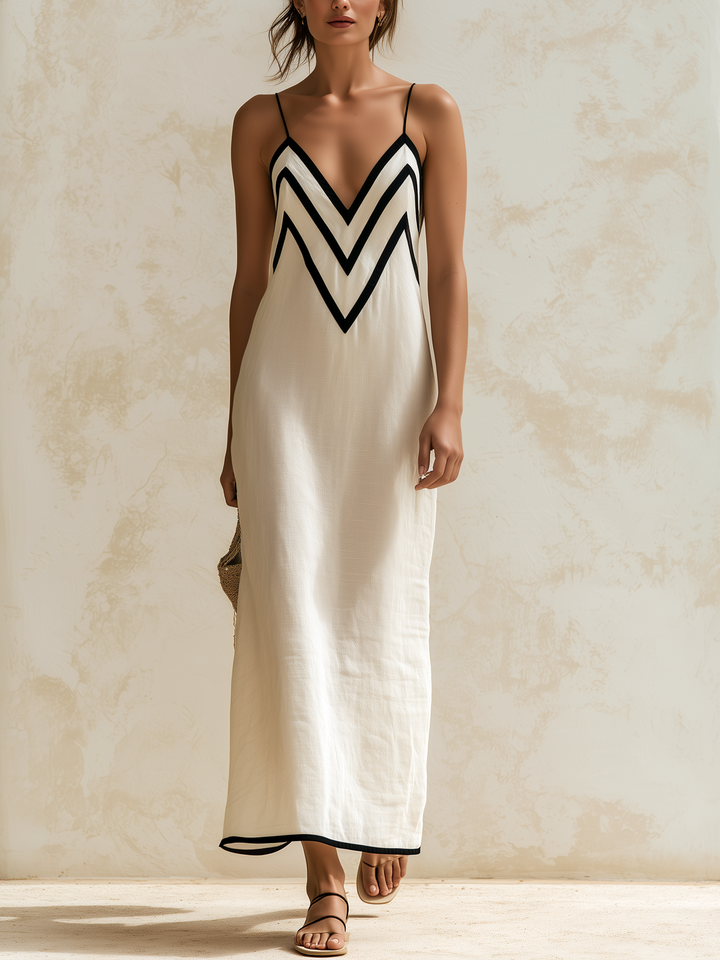 Nerea | Maxi dress with contrast trim