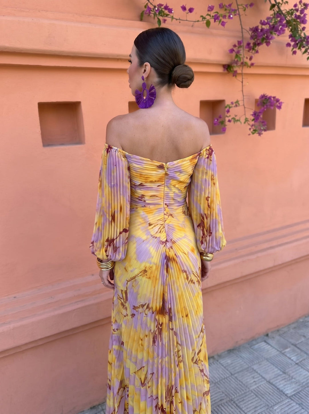 Gregoria™ | Floral Long Dress with Plunging Neckline