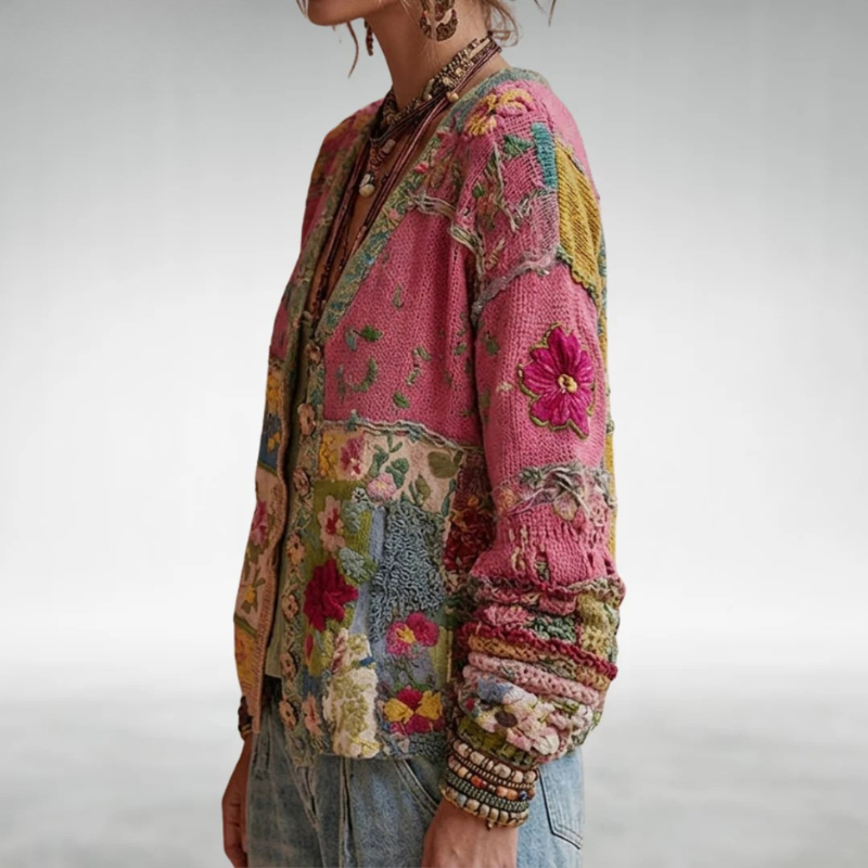 Nadja – Bohemian Patchwork Knit Cardigan