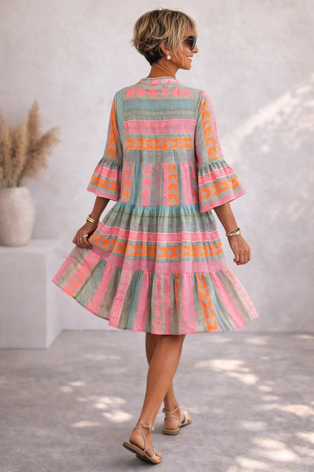 Lucy | Flowy Patterned Midi Dress