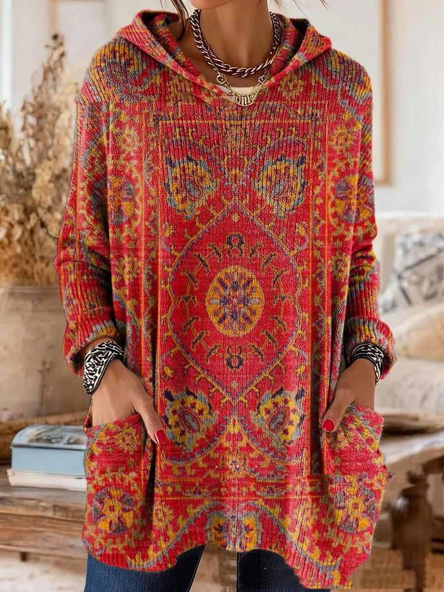 Alice™ Retro Ethnic Print Hooded Tunic