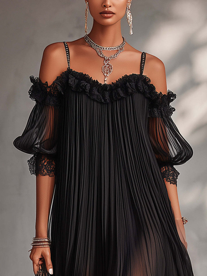 Céline | Long Chiffon V-Neck Dress