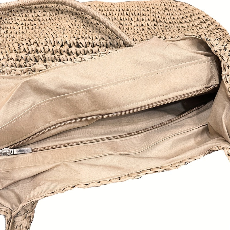 Marisol | Woven Straw Shoulder Bag - Hazelnut