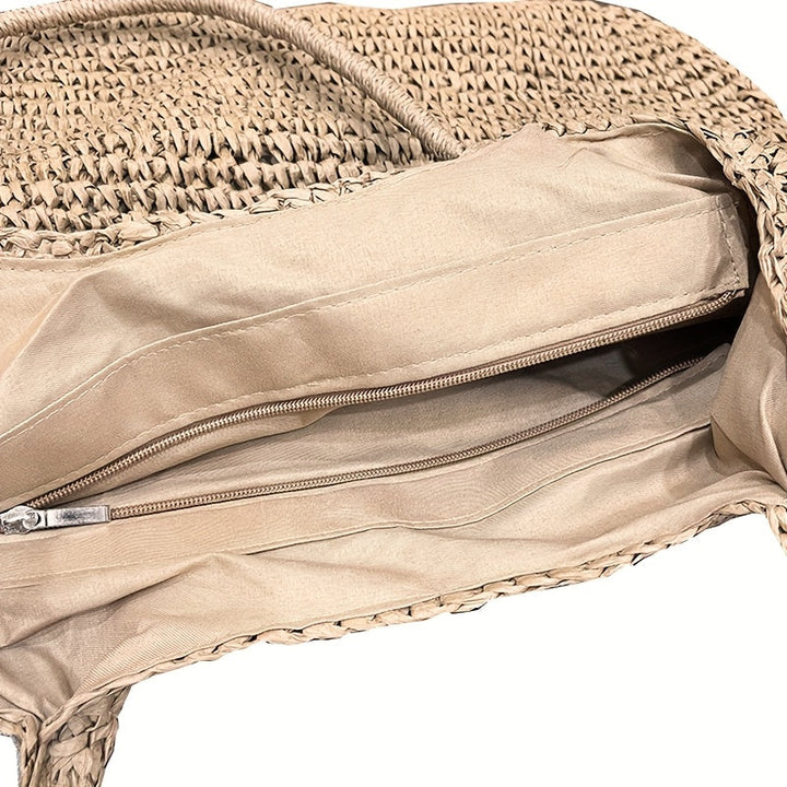 Marisol | Woven Straw Shoulder Bag - Hazelnut